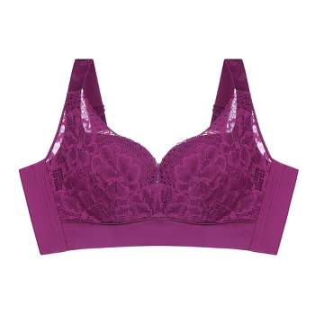 nsendm Female Underwear Adult Full Coverage Padded Bras for Women Lace Size  Button Adjustable Strap Underwire Bra Large Cup Women Sports Bra(Purple