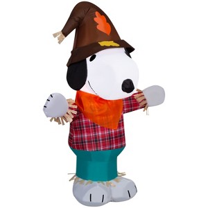 Gemmy Airblown Inflatable Harvest Snoopy in Plaid Shirt Peanuts, 3.5 ft Tall, Multicolored - 1 of 4