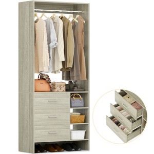 Aheaplus 30'' Freestanding Closet Organizer with Hanging Rods and Drawers, Closet System with Storage Shelves - 1 of 4