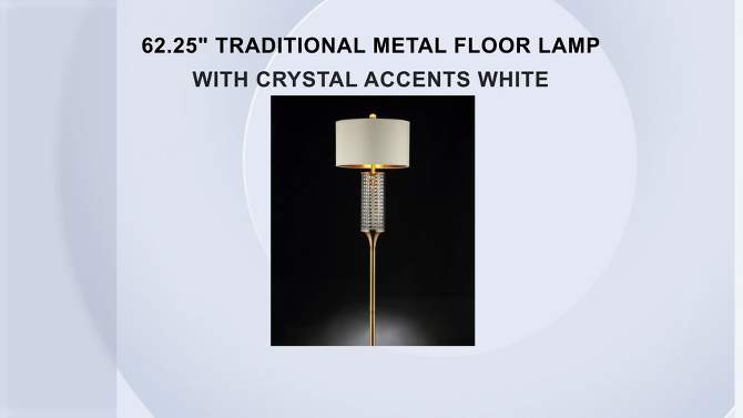 62.25&#34; Traditional Metal Floor Lamp with Crystal Accents White - Ore International, 2 of 6, play video