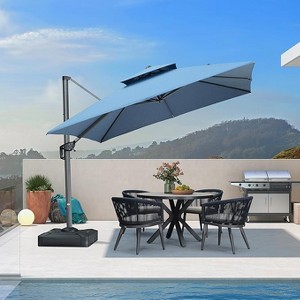 PURPLE LEAF Outdoor Cantilever Umbrellas with Base Large Patio Umbrella Offset Umbrella 360 Degree Rotation - 1 of 4