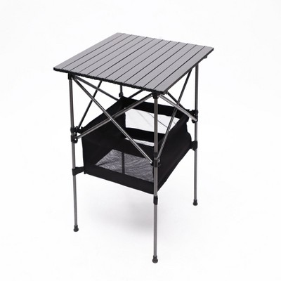 AZL1 Life Concept Folding Table 1 Piece Roll Up Square Lightweight Aluminum with Carrying Bag Versatile for Indoor Outdoor, Black, 27.55"*8.66"*4.72"