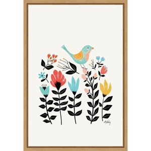 Amanti Art Folk Art Garden (Bird) by Annie Bailey Art Canvas Wall Art Print Framed 16 x 23-in. - 1 of 4