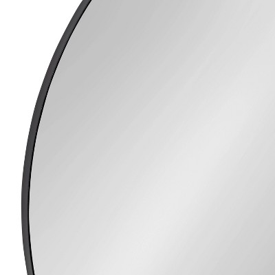 Elegant 26.5" Rollo Round Iron Wall Mirror in Black