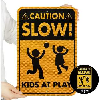 Syncfun 17.75" x 12" "Slow Down - Kids Playing" Sign |  Engineer Grade Reflective Aluminum Safety Sign for Yards, School, Park & Street