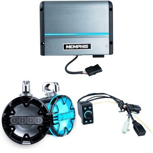 Memphis Audio SBT2 Rocket Switch Size BT Controller with MM600.2V 2-Channel Marine Amplifier and MM105TB 10" Tower Speakers - 1 of 4