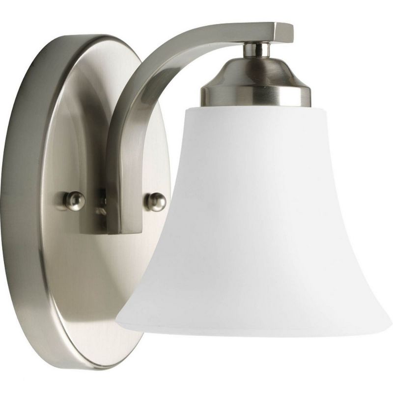 Progress Lighting Adorn 1-Light Wall Sconce, Ceramic, Polished Chrome, Tapered Glass Shade, 2 of 3