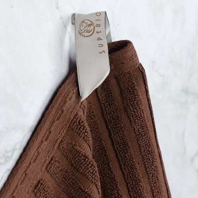 Plush Brown Cotton Ribbed 4-Piece Bath Towel Set