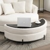 Hrinhom 59.8"W Modern Sofa Chair,Barrel Accent Chair With 5 Pillows and Storage Ottoman - 3 of 4