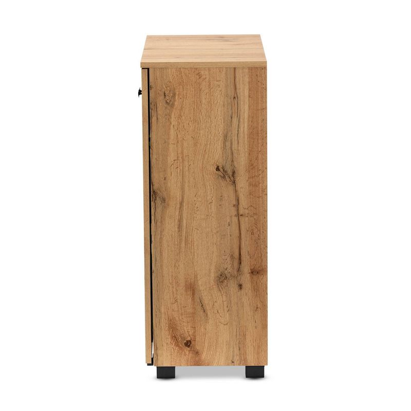 Mason Wood 2 Door Storage Cabinet with Glass Doors Oak Brown/Black - Baxton Studio, 3 of 8