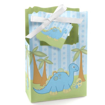 Big Dot of Happiness Baby Boy Dinosaur - Baby Shower or Birthday Party Favor Boxes - Set of 12