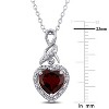 EVERLY JEWELRY | Sterling Silver 0.06 CT Diamond TW & 2 CT TGW Garnet Heart Pendant With Chain - 2 of 4
