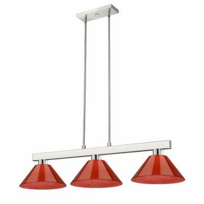 Modern 3-Light Steel Fixture with Adjustable Rods - Perfect for Game Room or Home Decor