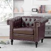 CAVINAS Velvet Accent Chair with Mid-Height Backrest and Gourd Shaped Wood Leg,Upholstered Living Room Chairs,Reading Chairs for Living Room - 2 of 4