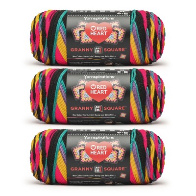 Red Heart All in One Granny Square Yarn 24 Pack-Rad Party