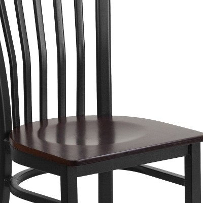 Elegant Black Steel and Walnut Wood Slat Side Chair