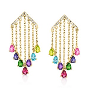 Ross-Simons 5.00 ct. t.w. Multi-Gemstone Chandelier Earrings in 18kt Gold Over Sterling - 1 of 3