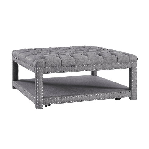 Nail Head Cocktail Ottoman Gray Homefare Target