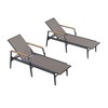 PURPLE LEAF Outdoor Chaise Lounge Chair Set of 2 Patio Pool Lounger Chairs with Wooden Armrest Sunbathing Tanning Recliner for Outside Backyard - 3 of 4