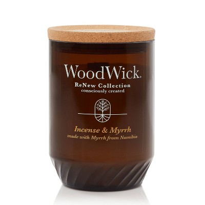 WoodWick ReNew Recycled Glass Incense and Myrrh Candle 13oz