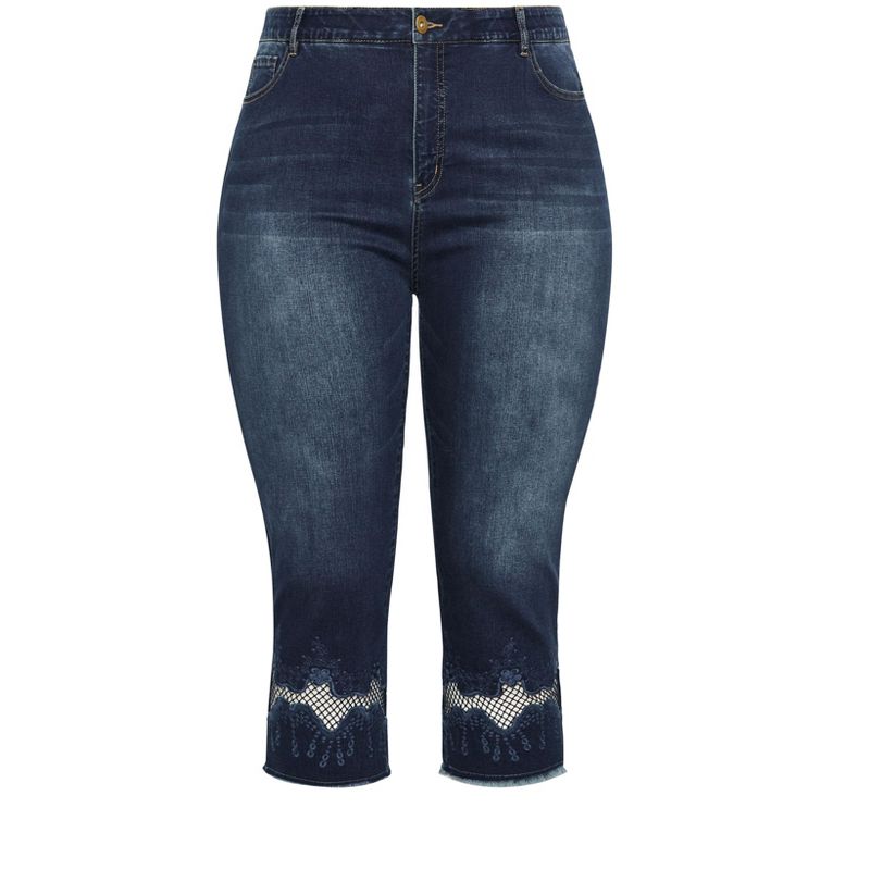 Women's Plus Size Nava Detail Crop Jean - dark wash | AVENUE, 5 of 7
