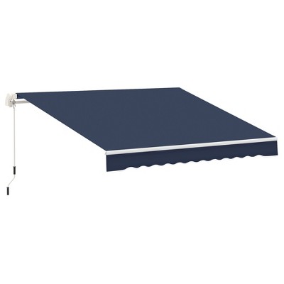 Vynxaria Retractable Awning - 10' x 8' Patio Sunshade Canopy with Manual Crank - Blue