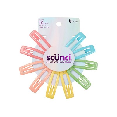 scunci Kids Square Glitter Snap Clips - Pastels - 10pcs