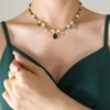 Clotth European and American Royal Style Non-Fading Elegant Personality Freshwater Pearl Zircon Turquoise Pendant Necklace for Women - 4 of 4