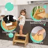 Itopfox Wooden Step Stool for Kids with Non-Slip Pads and Handles, Dual Height Toddler Stool for Bathroom and Kitchen, Sturdy Bamboo Design Supports - 2 of 4
