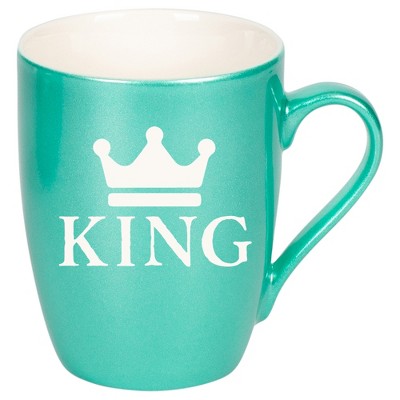 100 North Crown Royalty 10 Ounce Seafoam Metallic Finish, Comfortably Fits Your Hands, New Bone China Coffee Tea Cup Mug, King