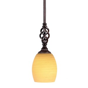 Toltec Lighting Elegante 1 - Light Pendant in  Dark Granite with 5" Cayenne Linen Shade - 1 of 1