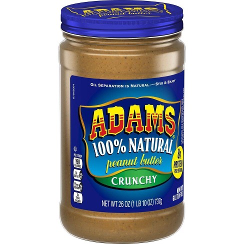 Adams Peanut Butter 100% Natural Crunchy Peanut Butter - 26oz - image 1 of 4