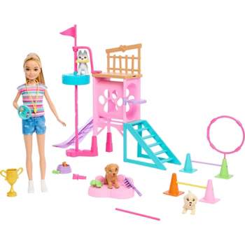 Barbie and Stacie to the Rescue Puppy Playground Playset with Doll, 3 Pet Dog Figures, & Accessories