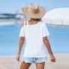 Women's Breezy Beach White Cold Shoulder Top - Cupshe - 4 of 4