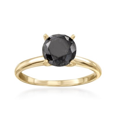 Ross-Simons 2.00 Carat Black Diamond Solitaire Ring in 14kt Yellow Gold