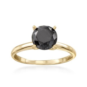 Ross-Simons 2.00 Carat Black Diamond Solitaire Ring in 14kt Yellow Gold - 1 of 4