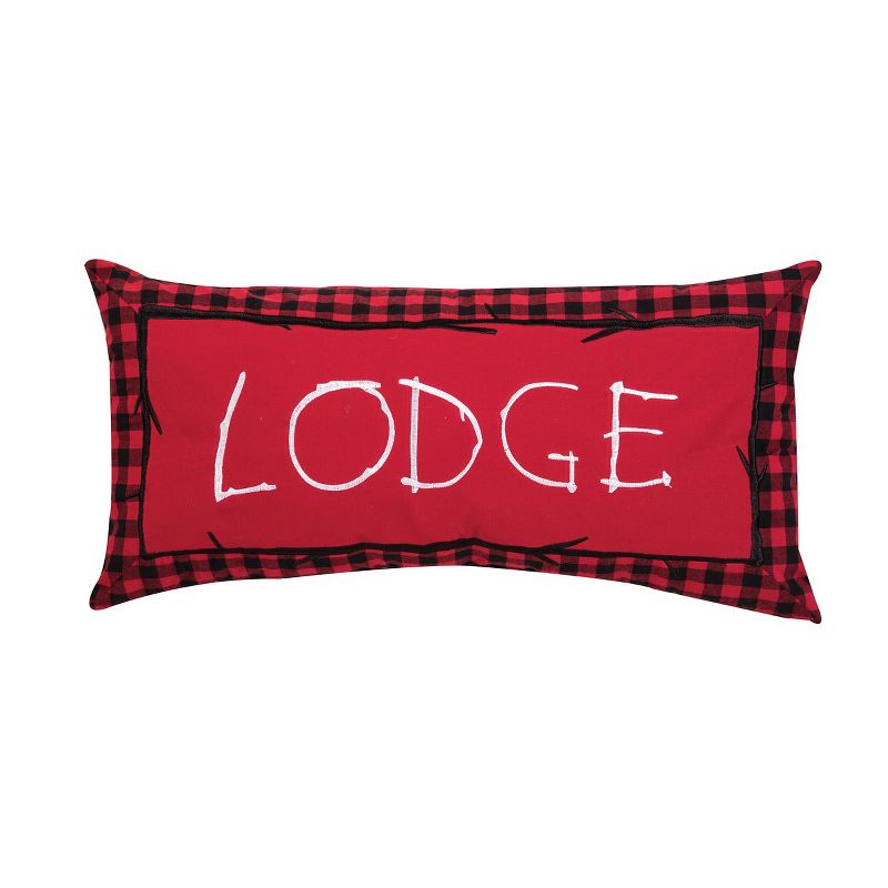C&F Home 12" x 24" Buffalo Check Lodge Embroidered Christmas Throw Pillow, 1 of 5