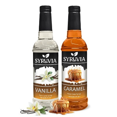 Syruvia Coffee Flavors Variety Pack: Vanilla & Caramel 25.4 fl oz Syrup