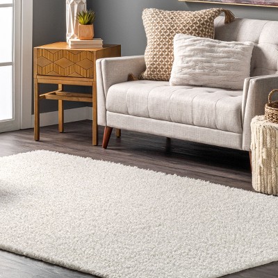 Soft Shaggy 5' x 8' White Synthetic Sheepskin Washable Rug