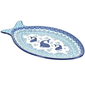 Blue Rose Polish Pottery E20 Ceramika Artystyczna Small Fish Platter - 1 of 2