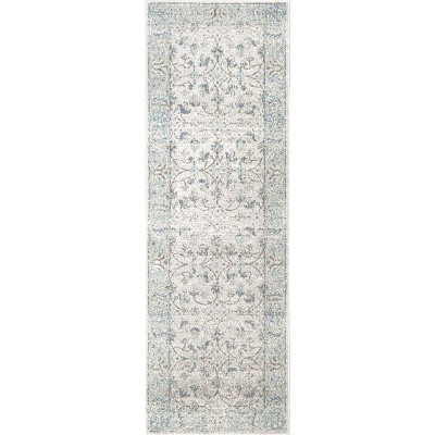 Nuloom Rio Floral & Paisley 2x8 Runner Rug for Living Room Bedroom Dining Room Entryway Hallway Kitchen, Aqua/Ivory