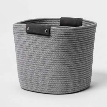 13" Decorative Coiled Rope Basket Gray - Brightroom™