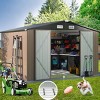 10x8 Ft Metal Storage Shed with Included Base Frame, Heavy-Duty Outdoor Utility Shed for Garden, Backyard, and Patio - 2 of 4
