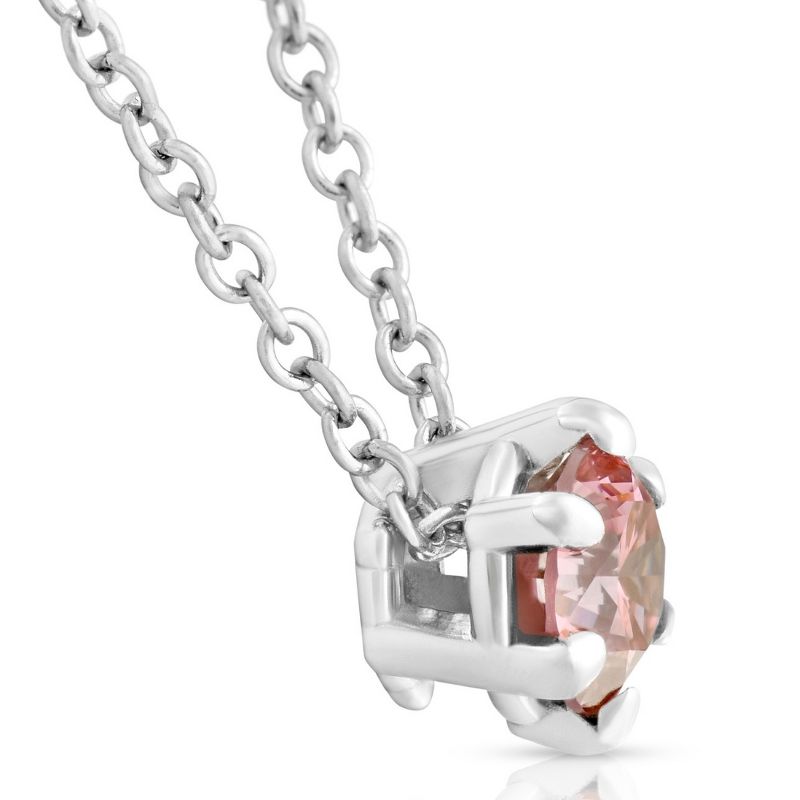 Pompeii3 1/4Ct Pink Diamond Solitaire Floating Pendant 14k White Gold Lab Created Necklace, 2 of 5