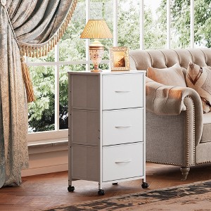 3-Drawer Fabric Dresser, Nightstand Cabinet with Wheels, Organizer Storage Unit for Bedroom, Office, Closets, Sturdy Steel Frame - 1 of 4