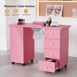 Karlhome 42.5 in. White MDF 4-Drawer Manicure Table Nail Desk with Cabinet, Doors, Electric Dust Collector - 1 of 4