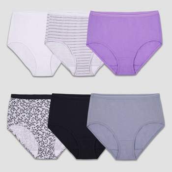 Hanes Women's 6pk Hi-Cut Underwear PP43WB - Blue/Purple/White 6