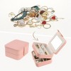 Unique Bargains PU Leather 2 Layer Storage Display Holder Jewelry Box with Mirror and Removable Jewelry Tray for Women - 2 of 4
