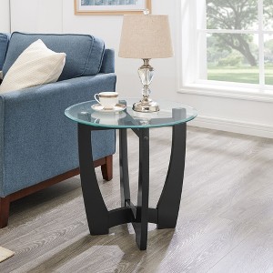 Sapphtopaz Coffee Tables for Living Room Coffee Bar with Glass Top Center Table with Wood Legs Small Coffee Table for Office,Apartment - 1 of 4