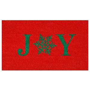 HomeRoots 17" X 29" Red And Green Christmas Outdoor Coir Door Mat - 1 of 4